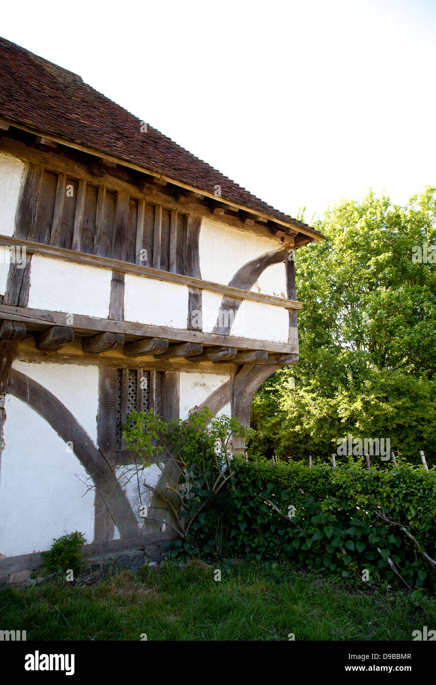Detail of exterior of Bayleaf - a timber-framed hall-house dating mainly from the early 15th century Stock Photo