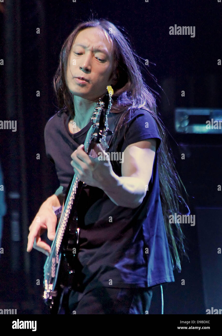 John Myung of Dream Theater performing at Manchester O2 Apollo. Manchester, England 09.02.12