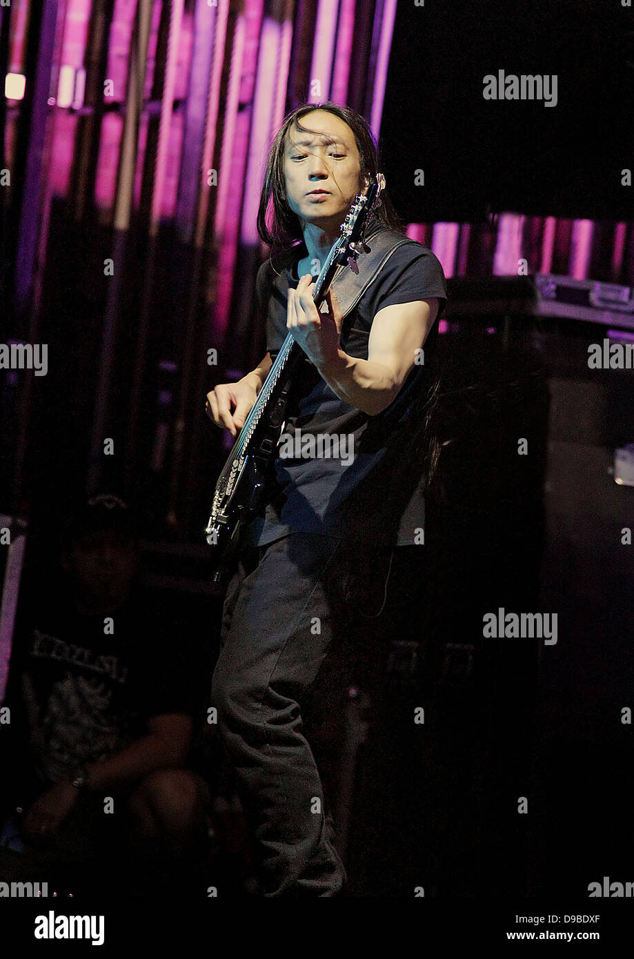 John Myung of Dream Theater performing at Manchester O2 Apollo. Manchester, England 09.02.12