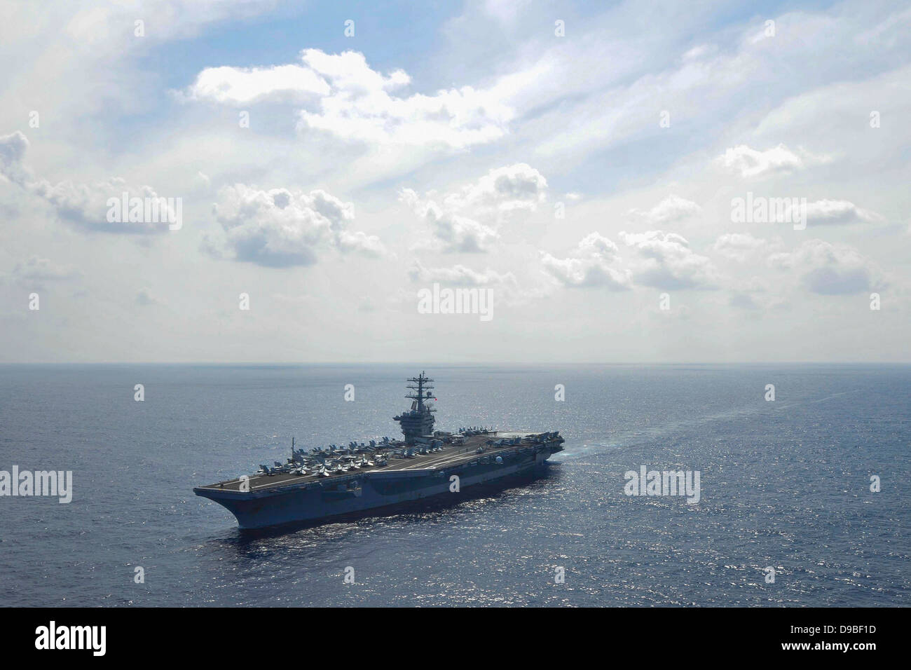 US Navy nuclear powered aircraft carrier USS Nimitz operating May 2, 2013 in the Pacific Ocean. Stock Photo