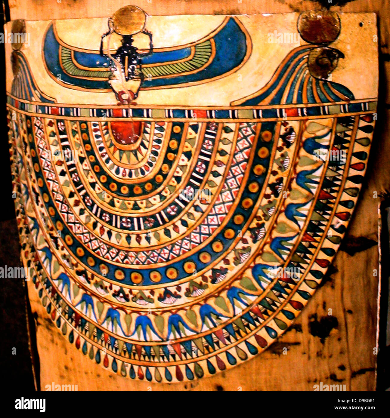 Coffin and Mummy of Irti-Rutja, Ptolemaic Period, 305-30 BC.  Said to be from Akhmim.  Painted, gessoed and gilded wood  linen  painted and gilded cartonnage. Stock Photo