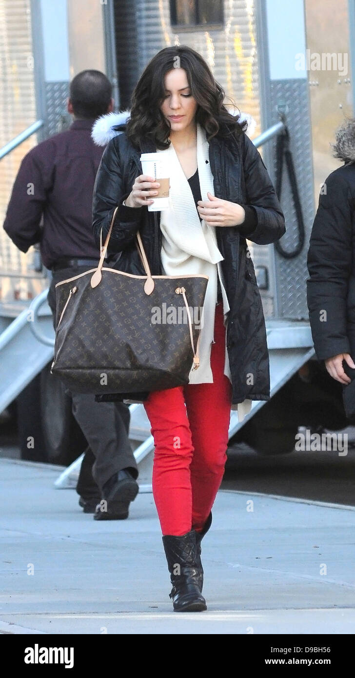 Katharine McPhee, arriving on the film set for TV show 'Smash' in