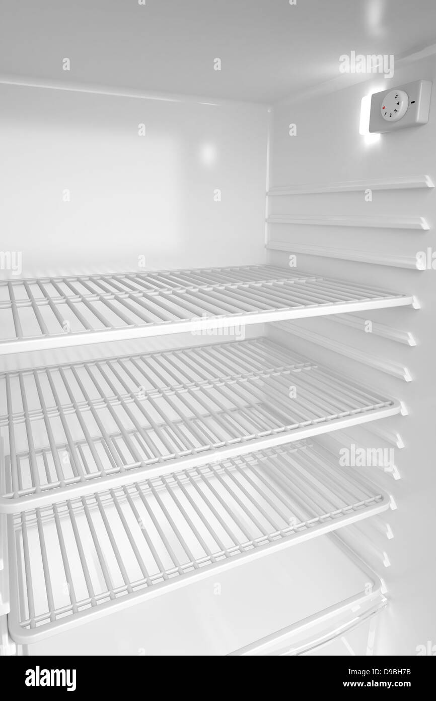 Empty white refrigerator, 3d rendered image Stock Photo
