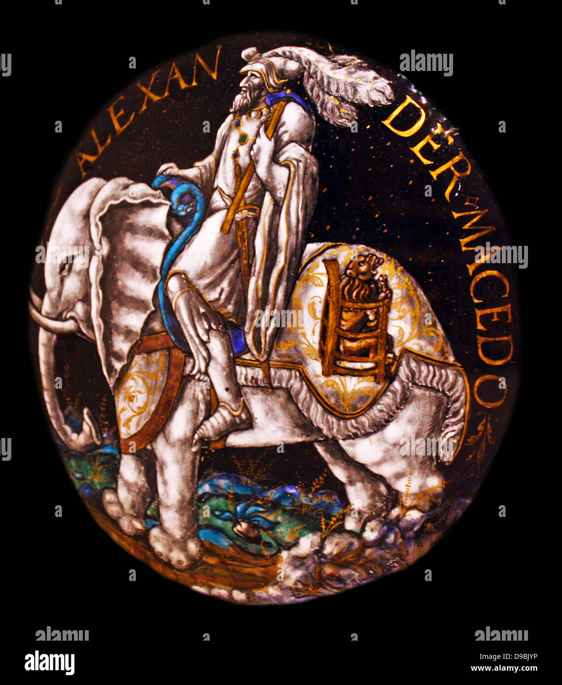 Medallion: Julius Caesar.  Enamel, partly gilded, on copper.  Attributed to the workshop of Colin Nouailher (act. 1539 d. after 1571) Limoges, about 1541 or later. Stock Photo