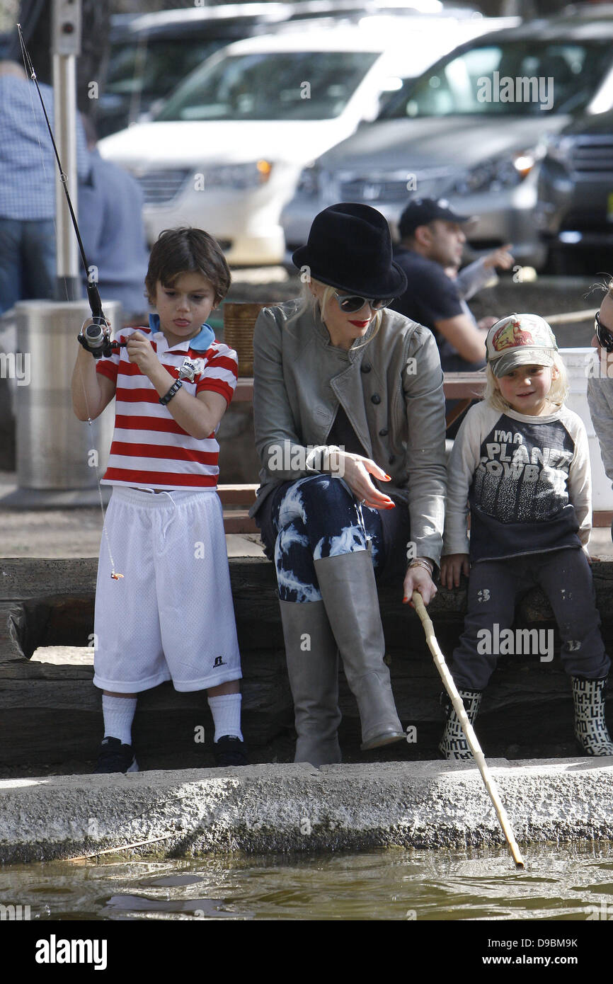 Gwen Stefani spends the day fishing with her sons Zuma and Kingston at