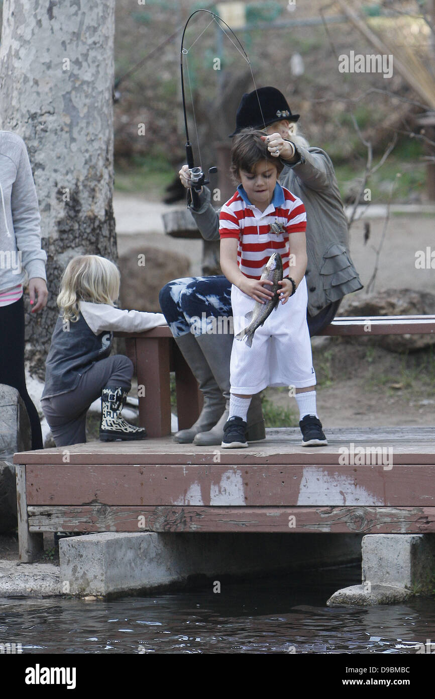 Gwen Stefani spends the day fishing with her sons Zuma and Kingston at