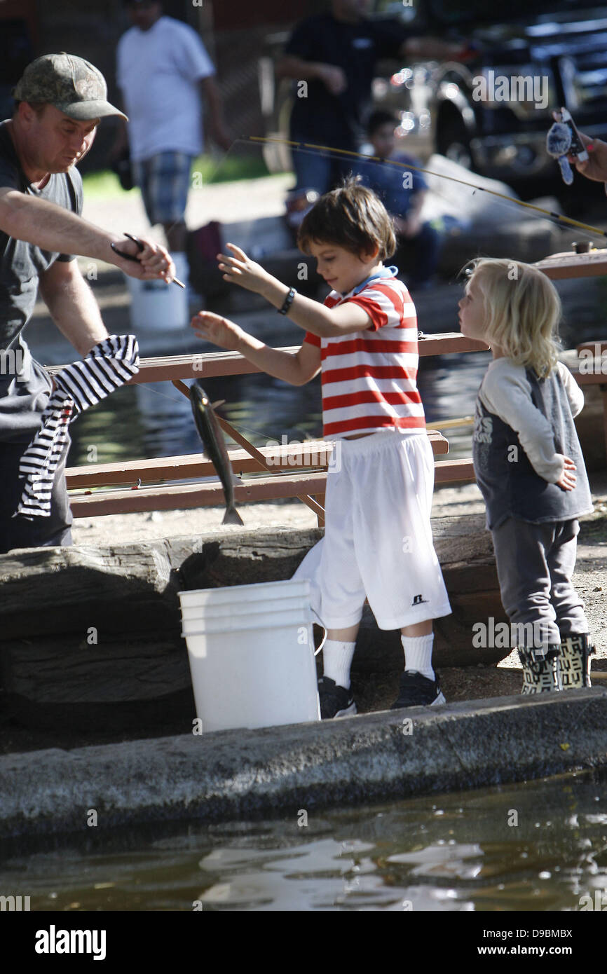 Zuma and Kingston spend the day fishing at Troutdale ponds Los Angeles