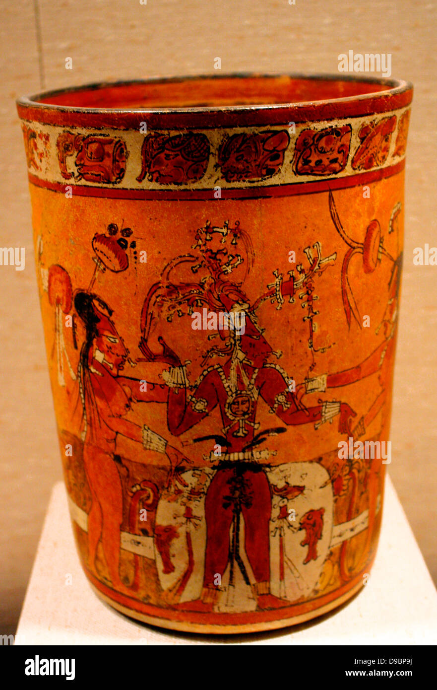 Vessel with young corn god.  Guatemala  Maya.  8th-9th century.  Ceramic. Stock Photo