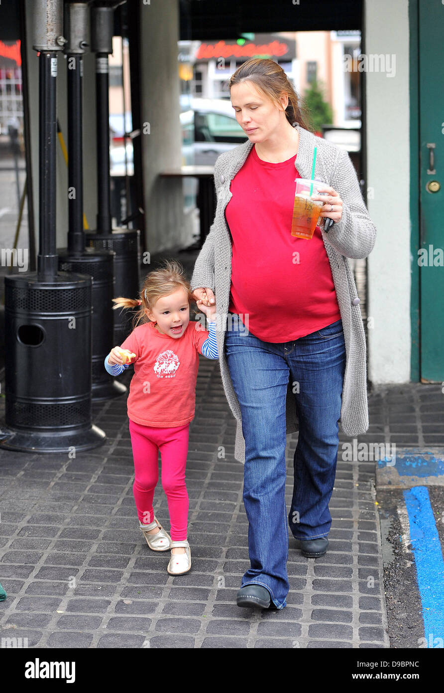 Pregnant Jennifer Garner with her daughter Seraphina Affleck out and