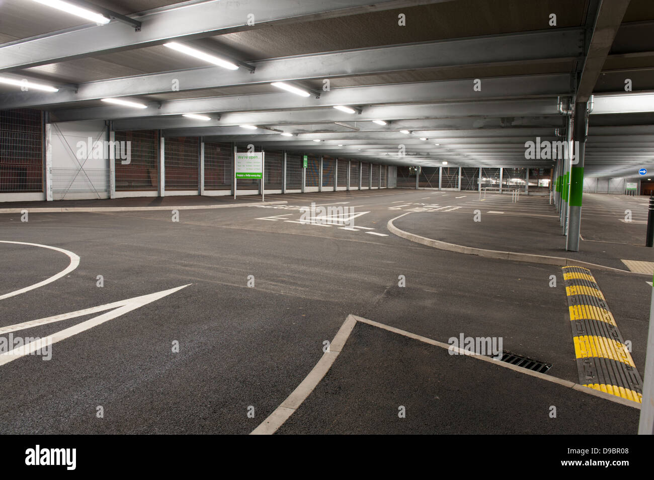 New painted road junction empty car park background Stock Photo
