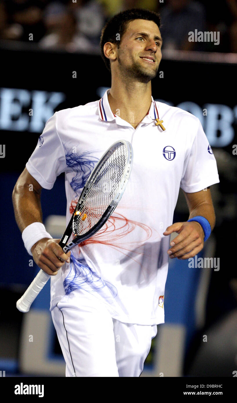 Novak Djokovic Australian Open 2012 - Men's Semi Final - Andy Murray vs.  Novak Djokovic Melbourne, Australia - 27.01.12 *** Stock Photo - Alamy