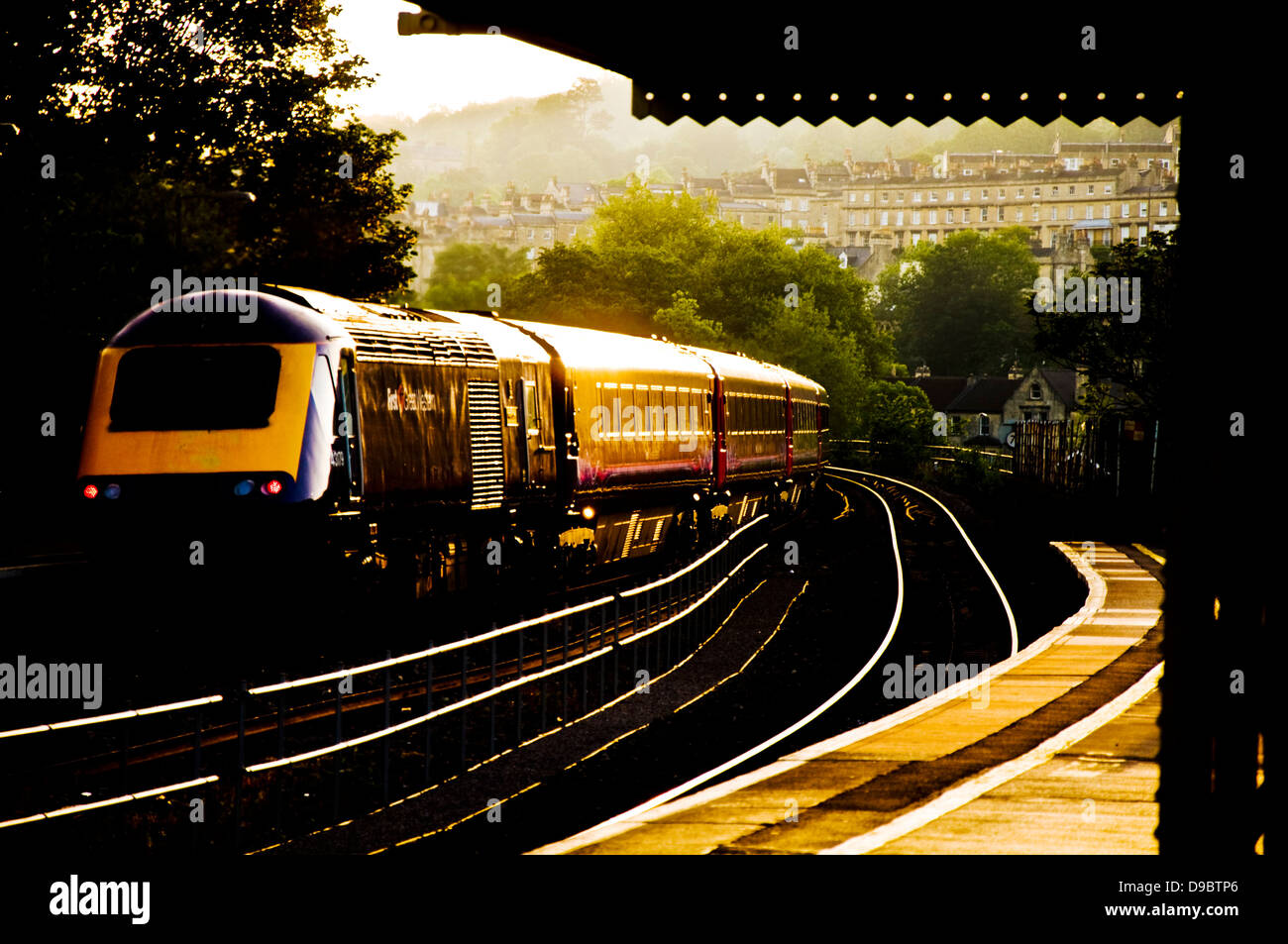 First Great Western Inter City Train leaves Bath Spa station for London ...