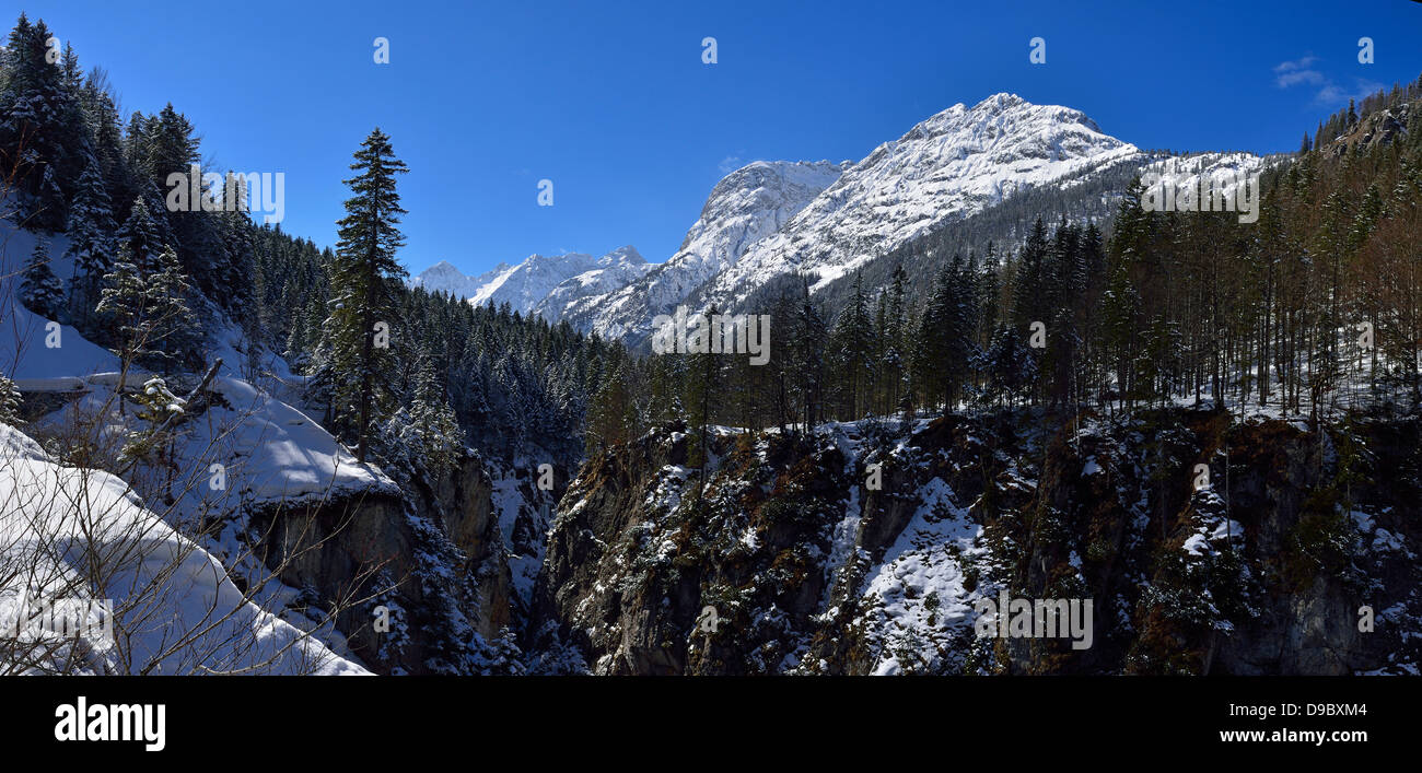 Austria, Tyrol,  Karwendel Mountains in snow Stock Photo