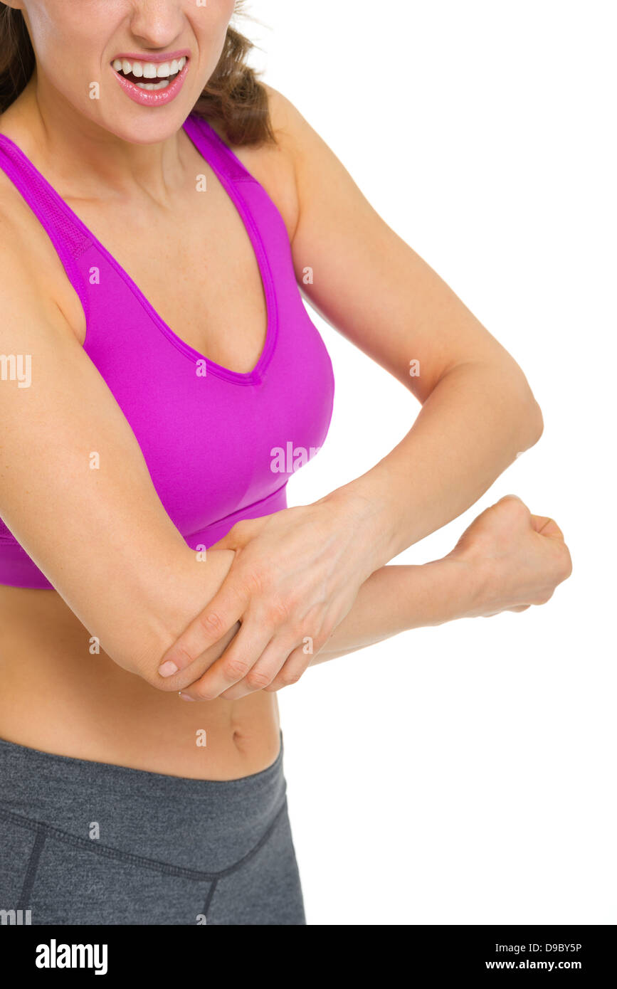 Closeup on woman with elbow pain Stock Photo Alamy