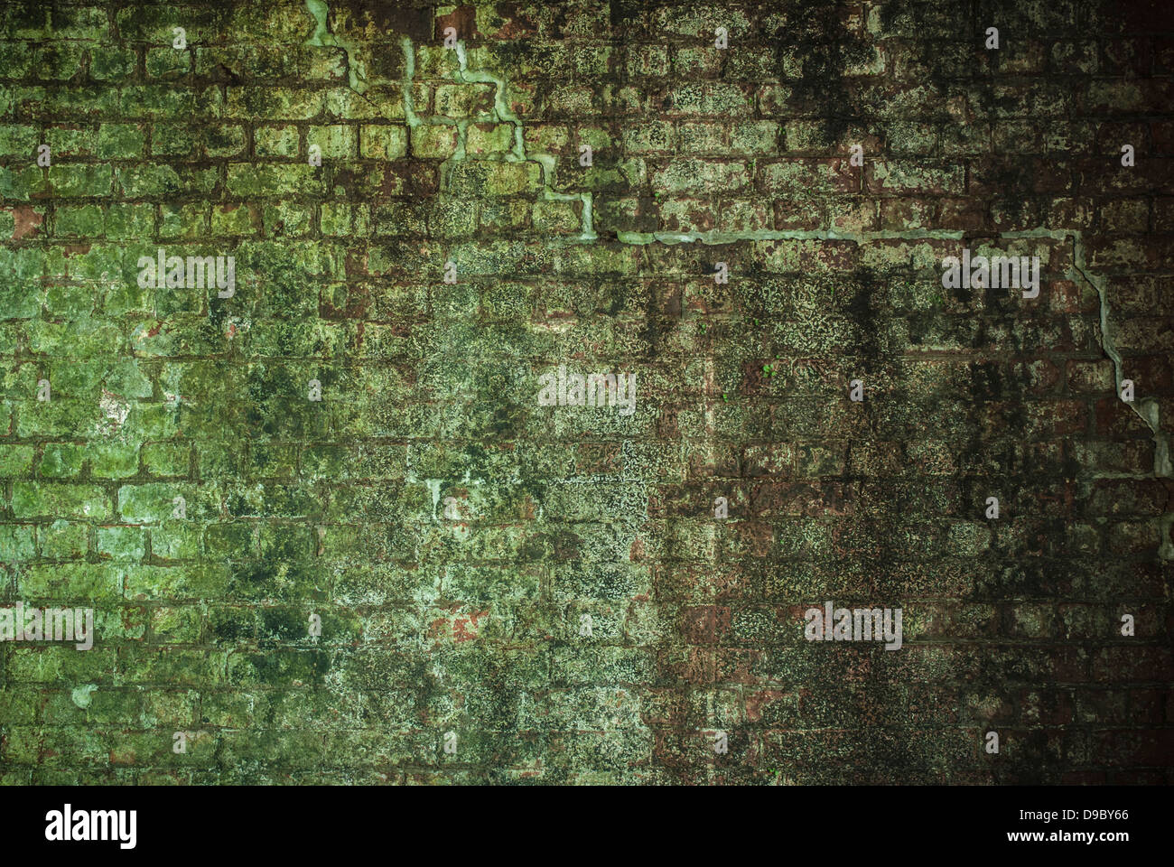 Old green grungy brick wall background Stock Photo - Alamy