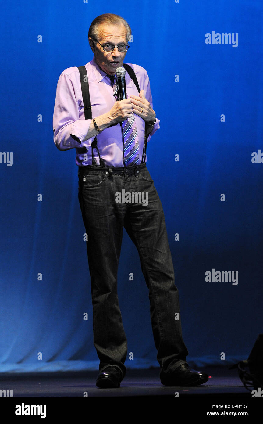 Larry King performs on stage at the Seminole Hard Rock Hotel and Casinos' Hard Rock Live . Hollywood, Florida - 25.01.12, Stock Photo