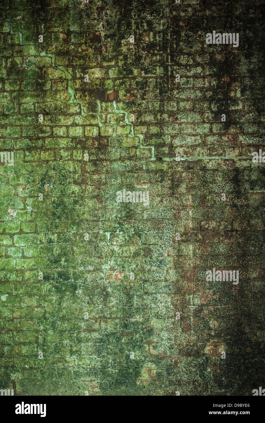 Old green grungy brick wall background Stock Photo - Alamy