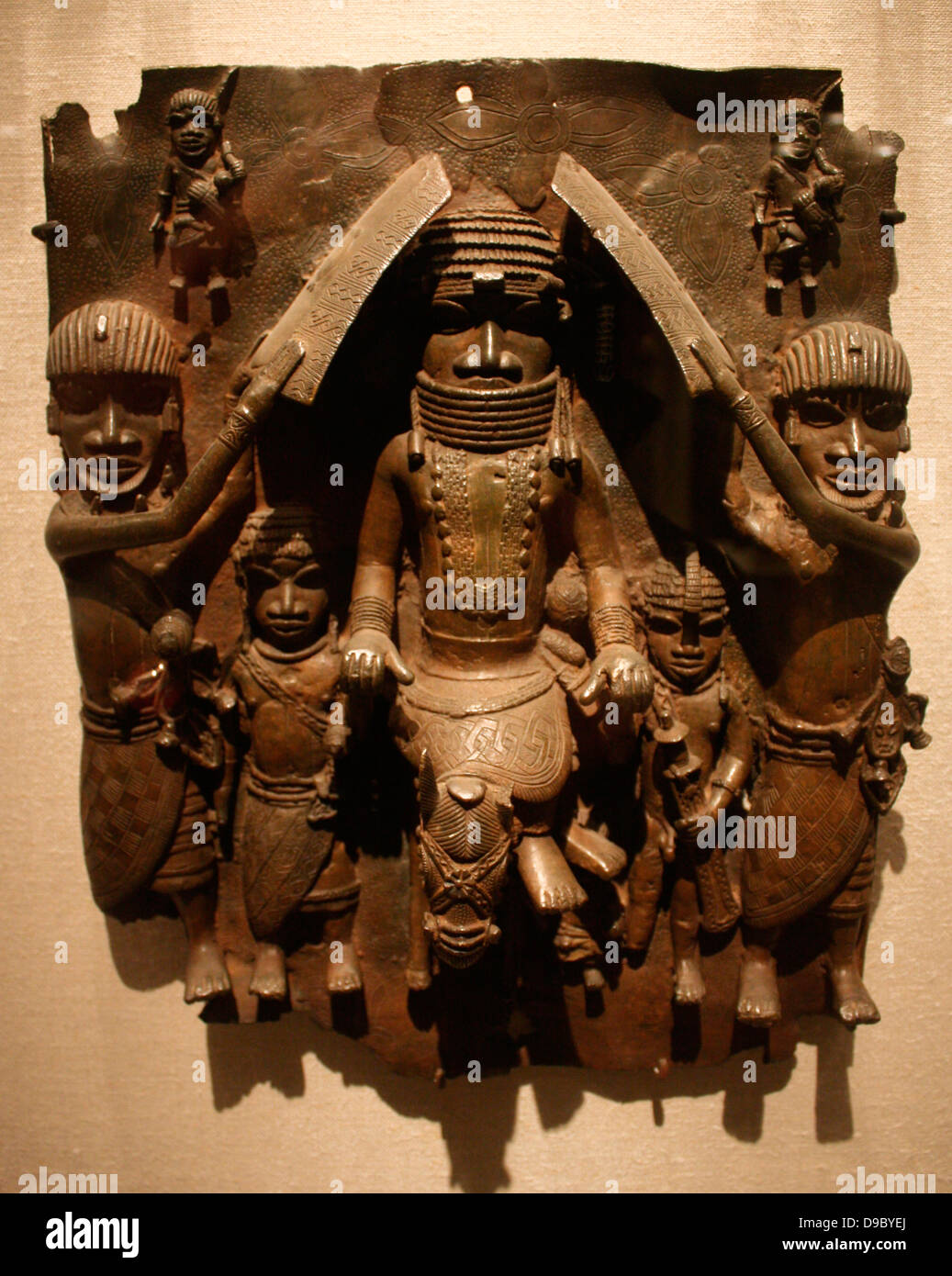 Warrior Chief.  Nigeria, Kingdom of Benin.  Edo peoples 16-17th century.  Brass. Stock Photo