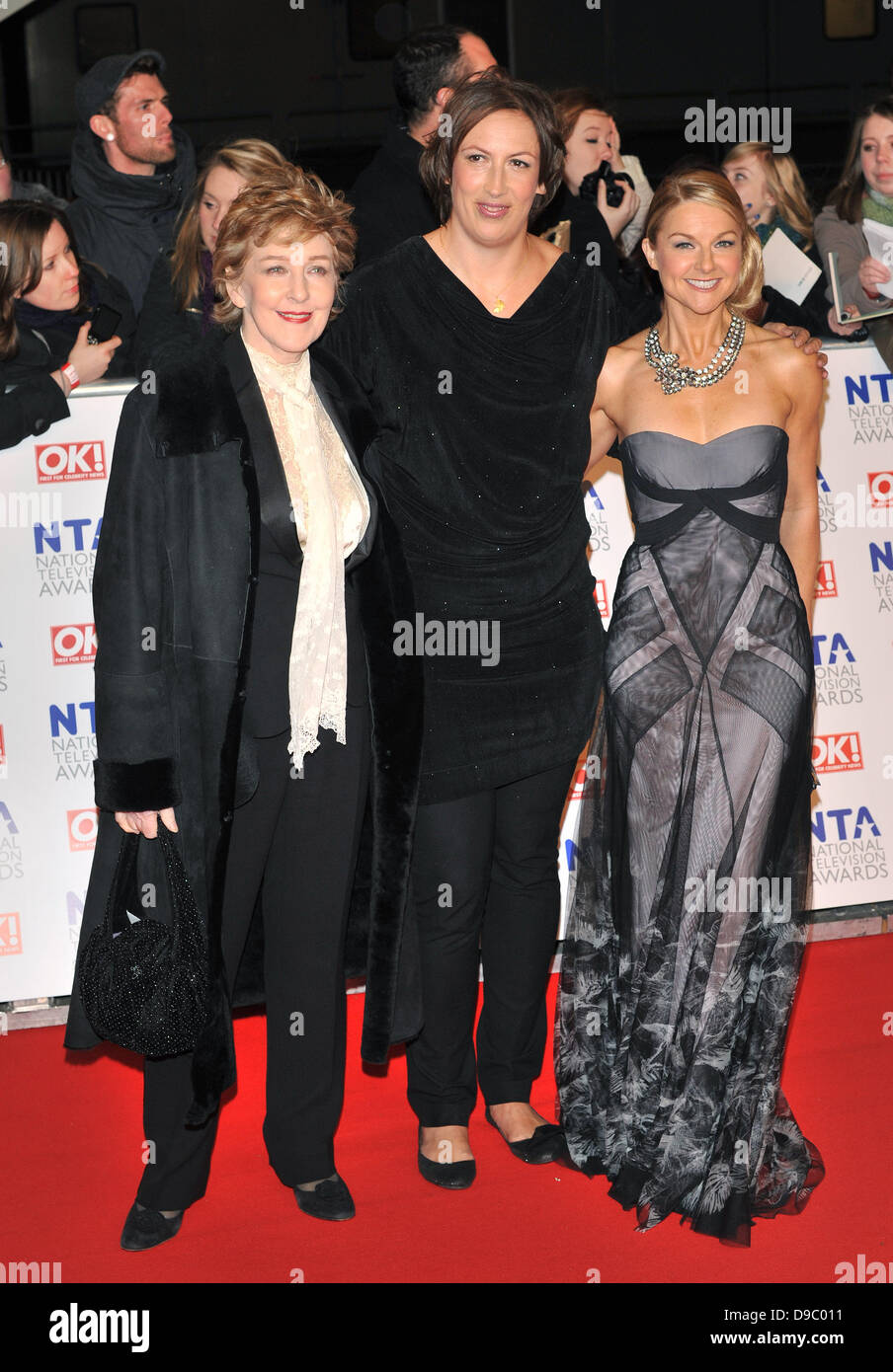 Patricia Hodge, Miranda Hart and Sarah Hadland National Television Awards held at the O2 Arena - Arrivals. London, England - 25.01.12 Stock Photo