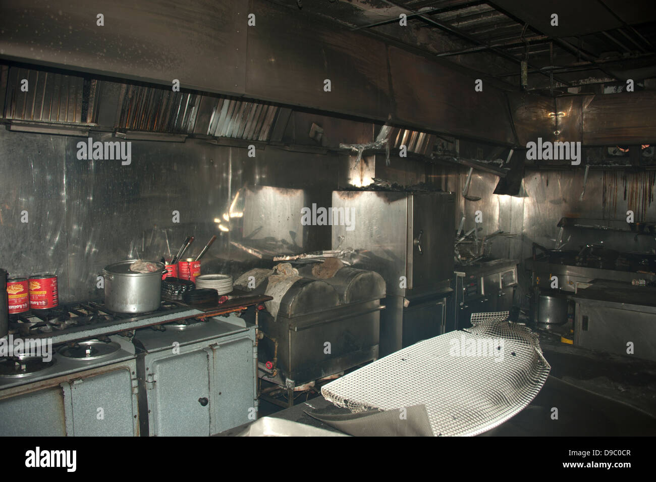 Commercial Chinese Restaurant Kitchen Fire Severe Stock Photo Alamy