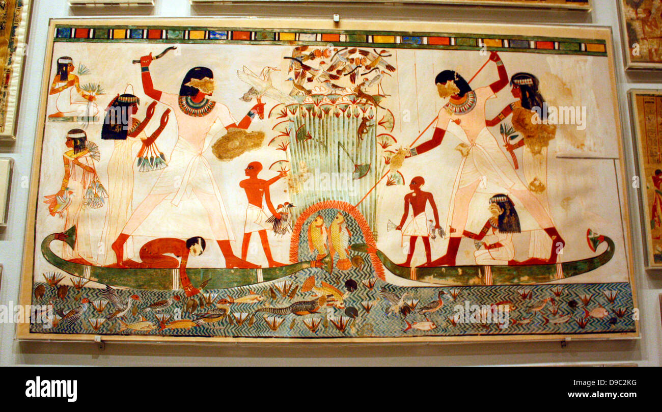 Egyptian wall paintings from The New Kingdom, facsimies of ancient