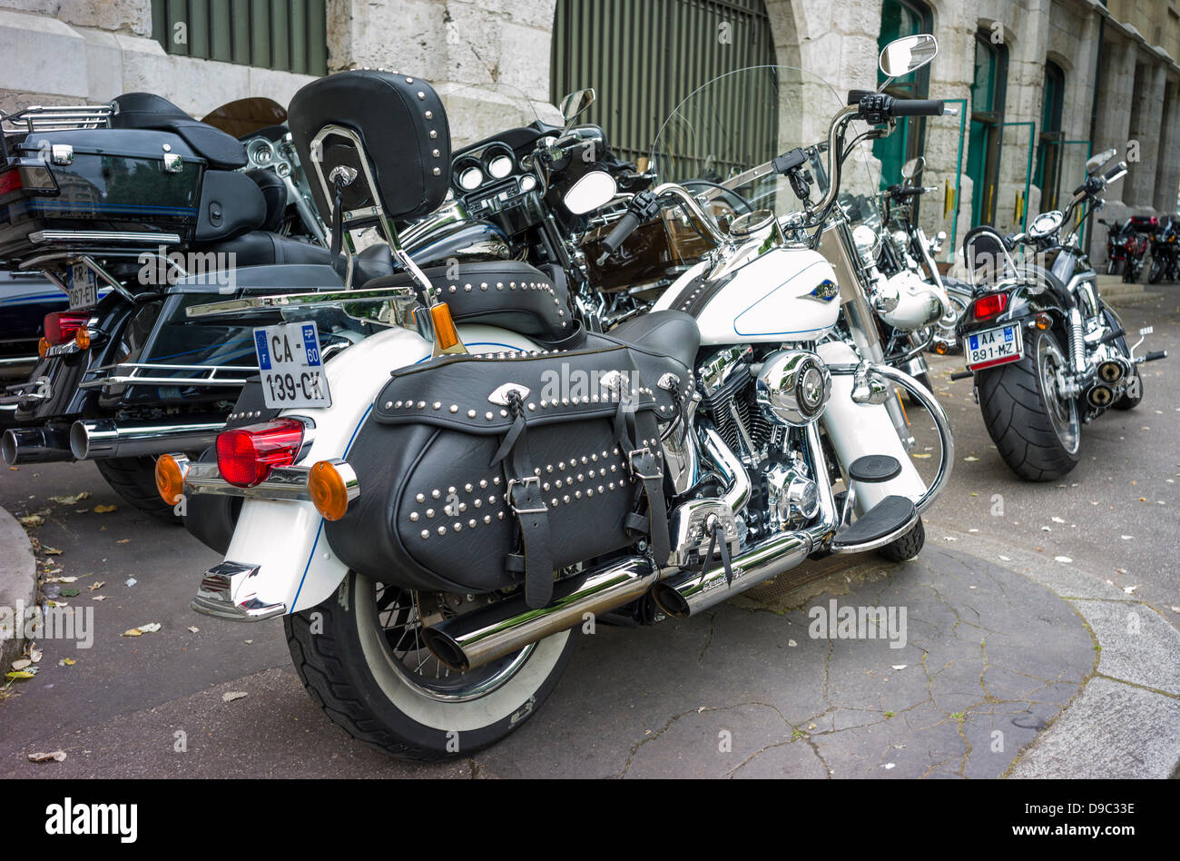 Rouen, France. 15th June 2013. Harley-Davidson bikes on an anniversary  weekend outing at the Rouen Armada Stock Photo - Alamy