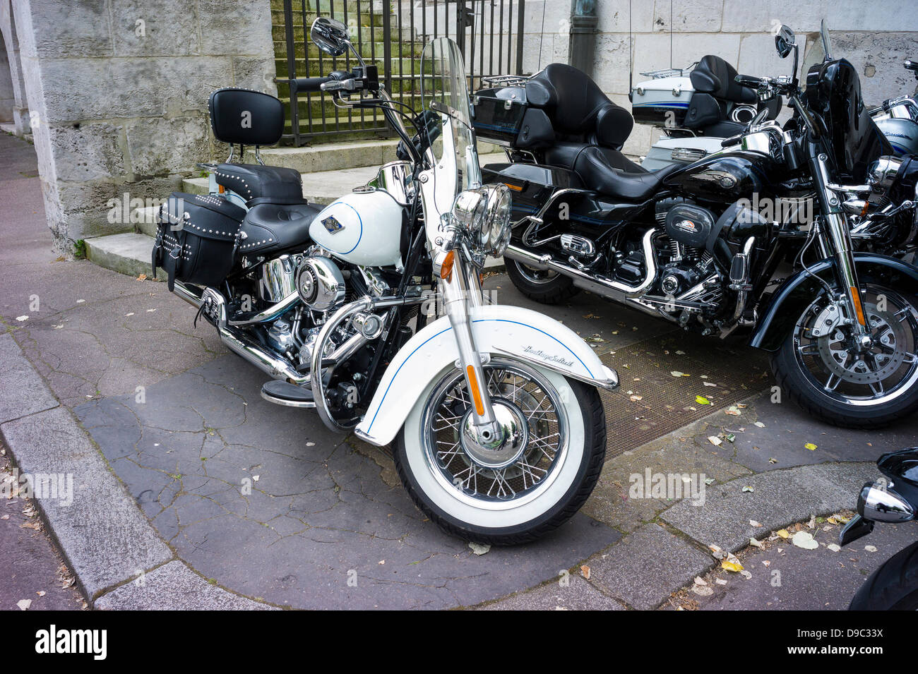 Rouen, France. 15th June 2013. Harley-Davidson bikes on an anniversary weekend outing at the Rouen Armada. Stock Photo