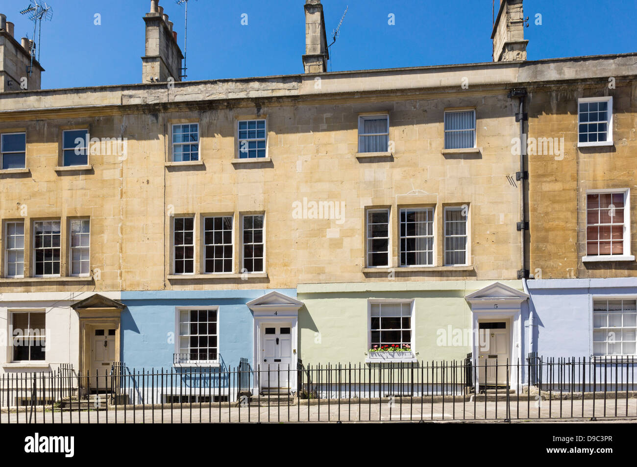 Row of terraced houses in Bath, Somerset, England, UK Stock Photo