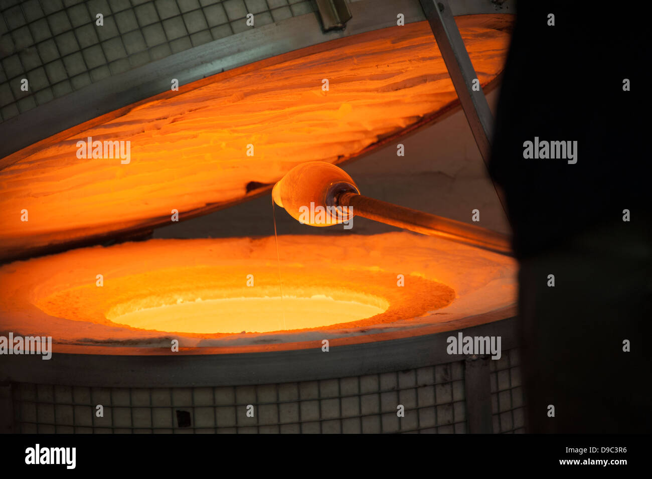 Molten Liquid Glass in Furnace Coppola Blowing Stock Photo