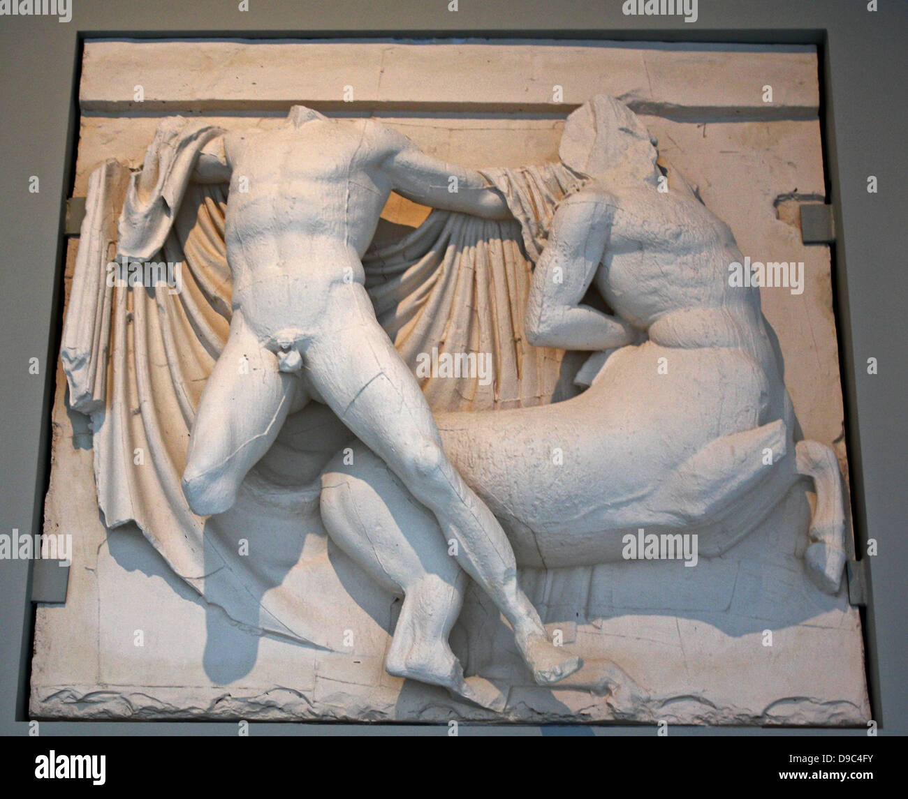 A Lapith fighting a Centaur, Parthenon Frieze; Athens Stock Photo