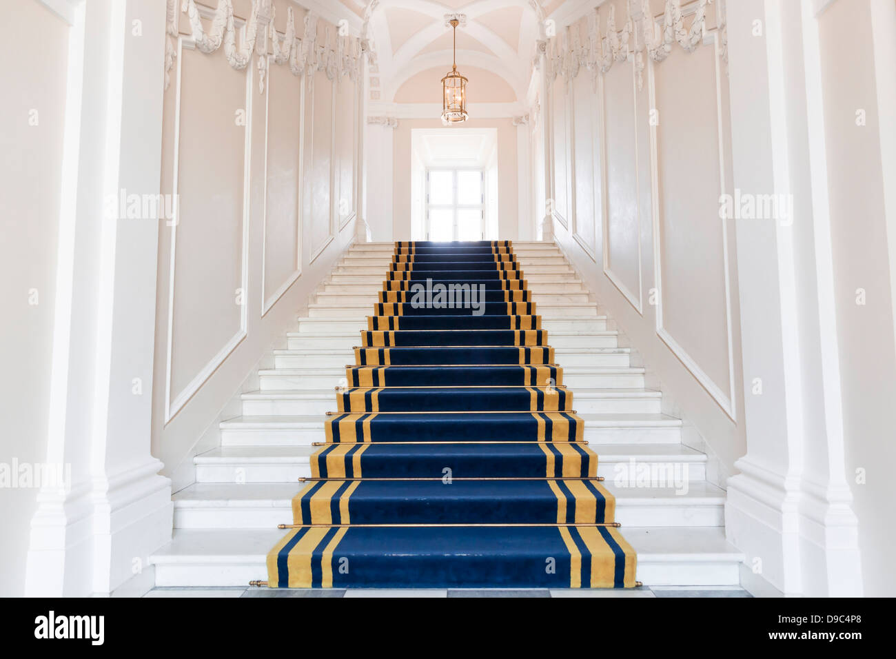 Stairwell in the Polish palace. Royal castle in Warsaw on World Heritage List. Stock Photo