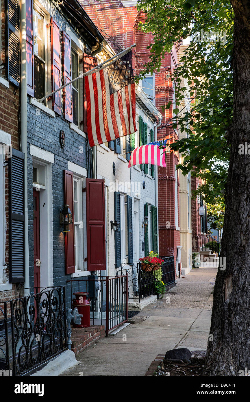 Town houses in historic Old Town, Alexandria, Virginia, USA Stock Photo