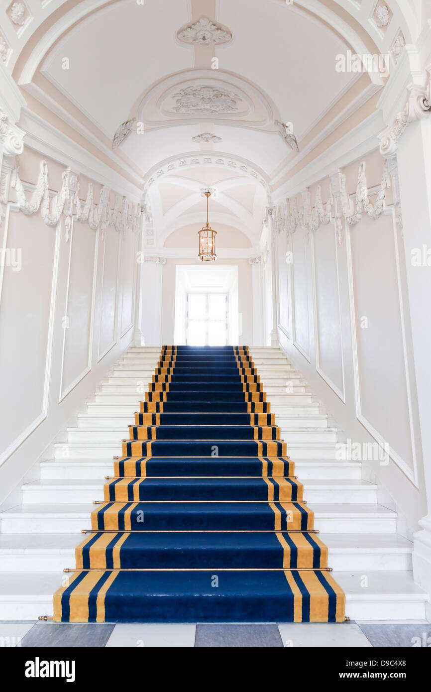 Stairwell in the Polish palace. Royal castle in Warsaw on World Heritage List. Stock Photo