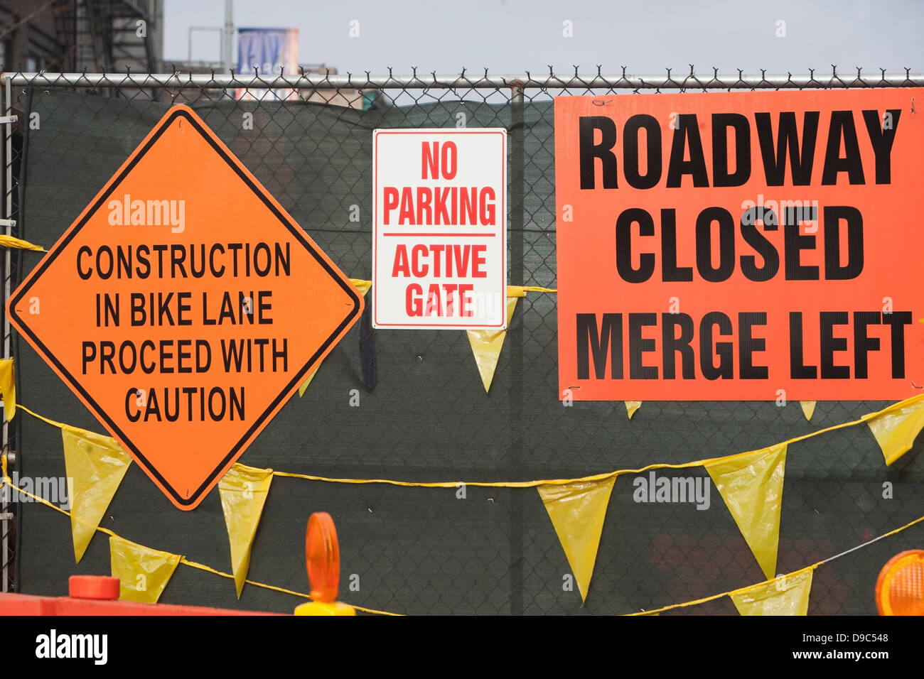 Orange construction flag sign hires stock photography and images Alamy