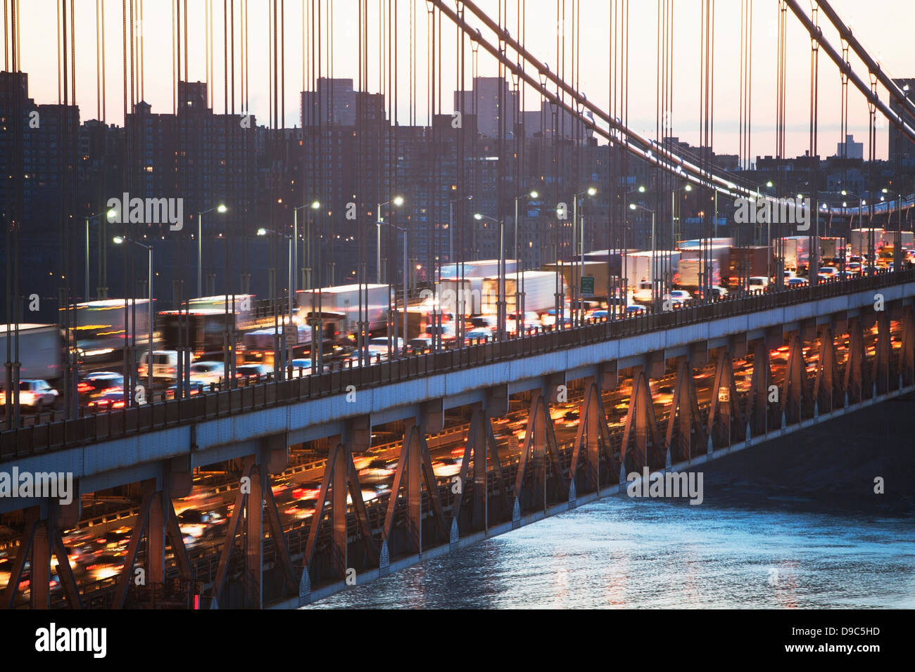 Moving traffic on Washington Bridge, New York City, USA Stock
