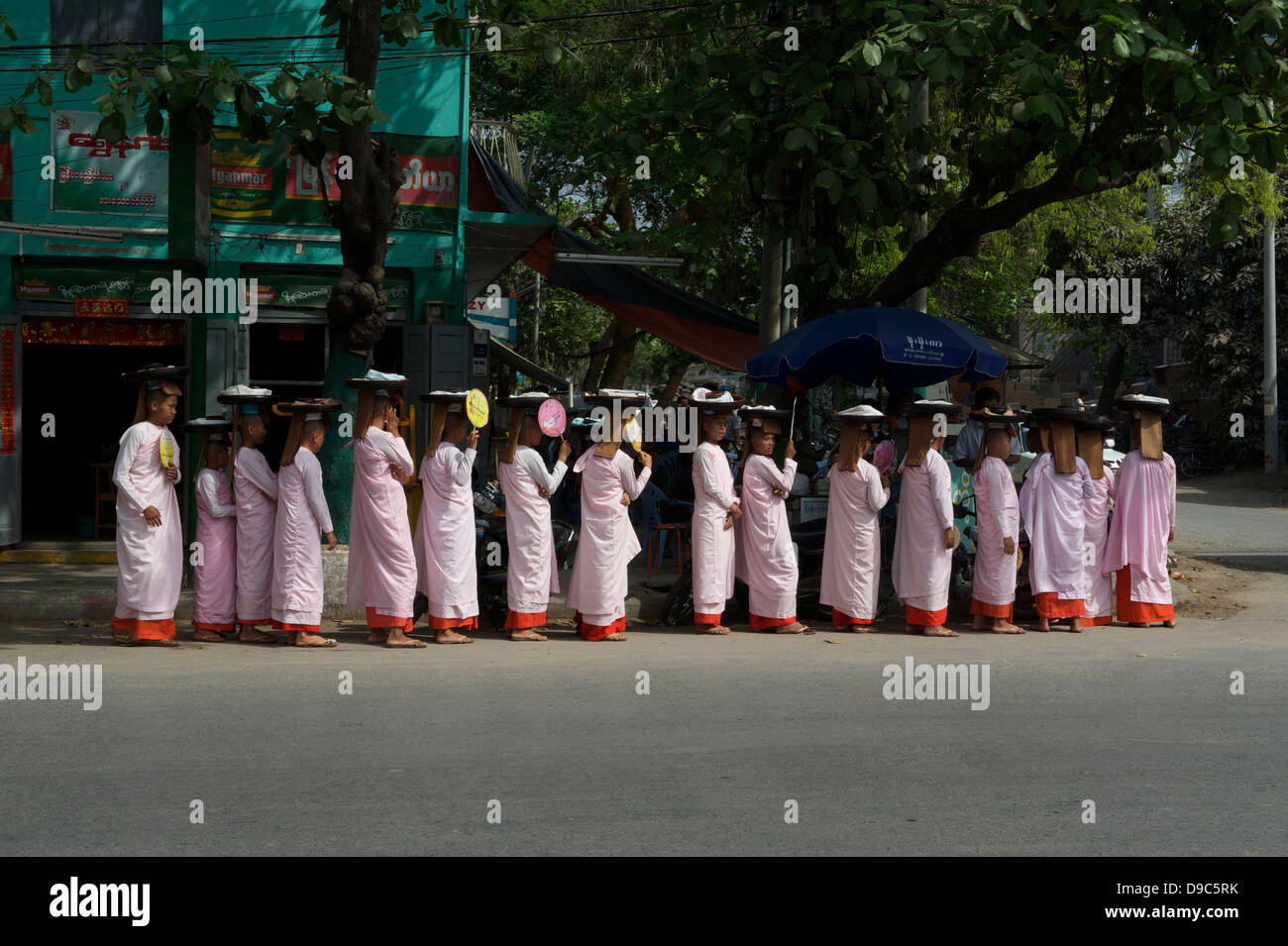 Mandalay female monks Stock Photo