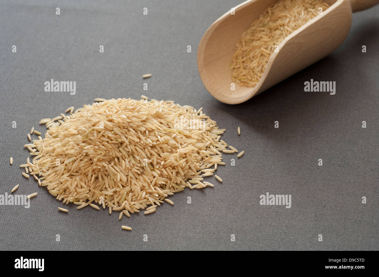 Closeup view of whole Basmati brown rice Stock Photo Alamy