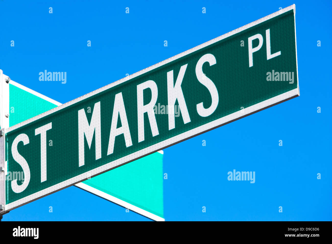 Street sign for St Marks Place, New York City, USA Stock Photo