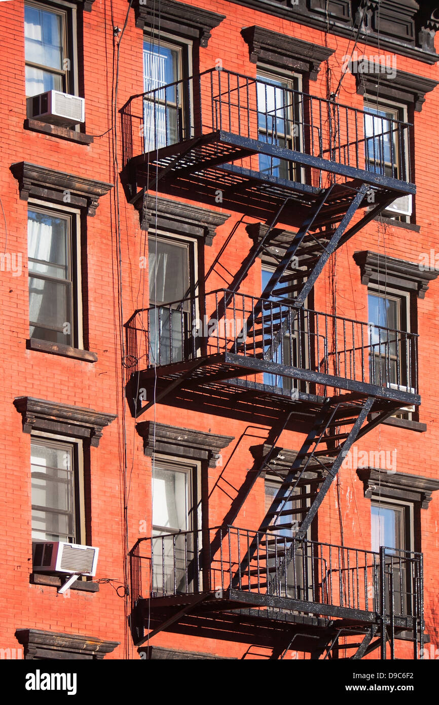 Fire escape red brick building Stock Photo