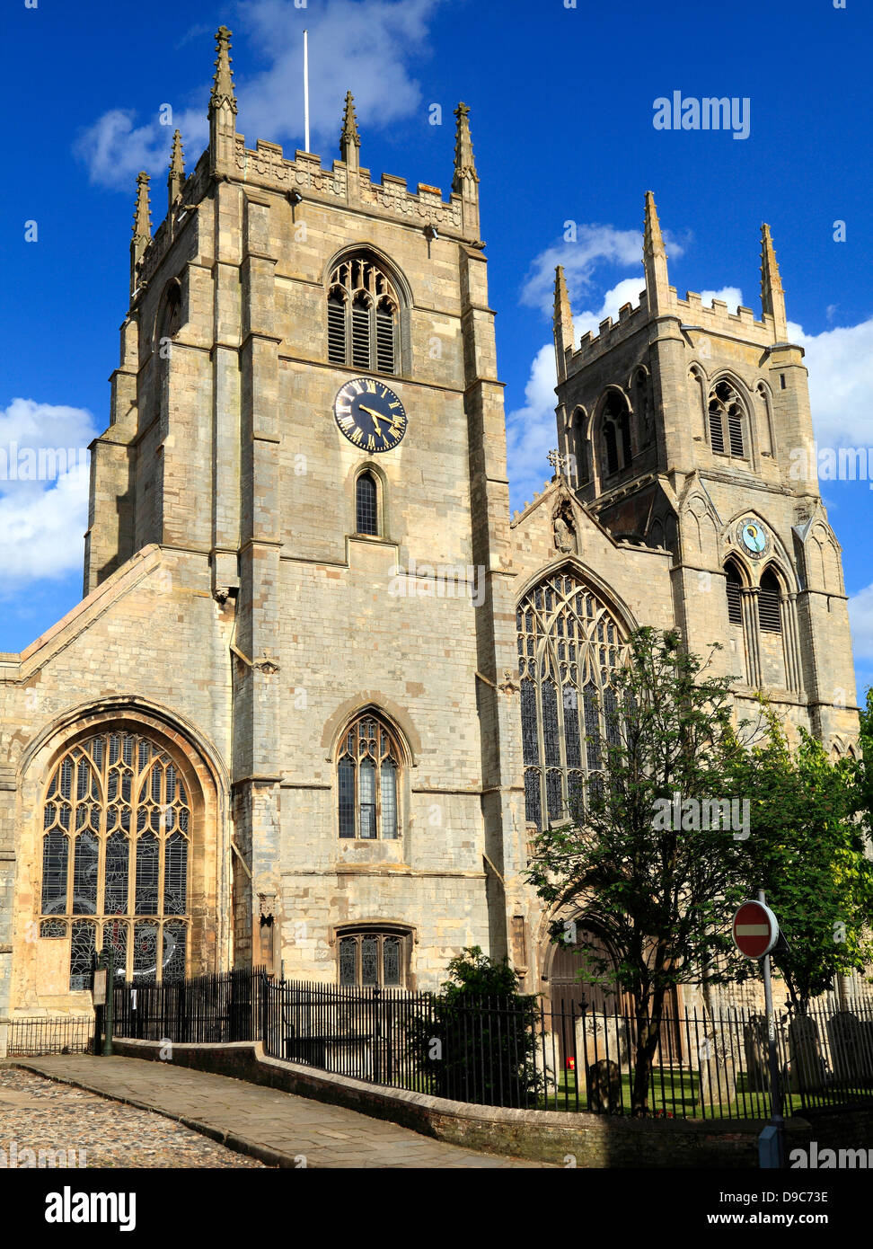 Kings Lynn, Norfolk, St. Margaret's Church, west towers, England UK, English town medieval churches Stock Photo