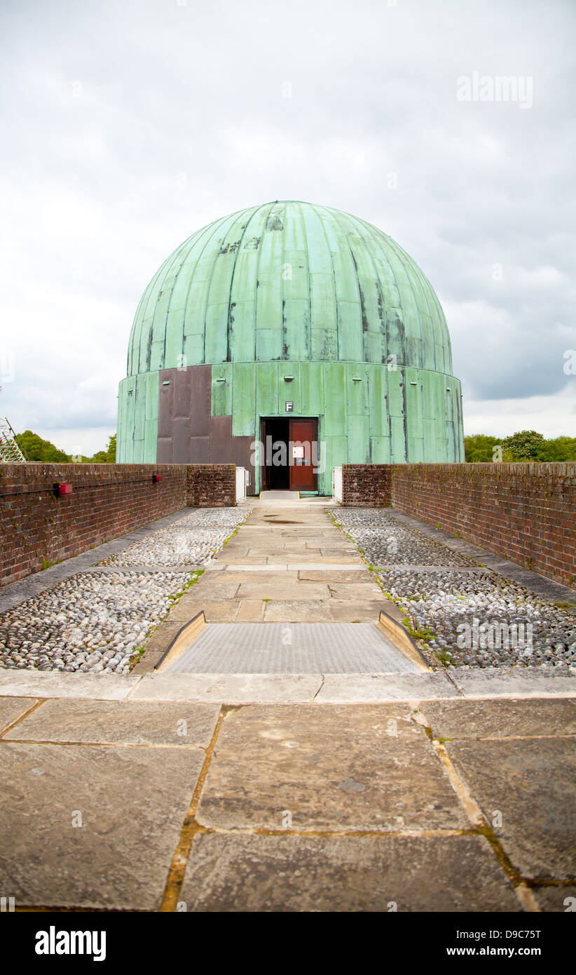 Path to dome at observatory with metal cladding Stock Photo