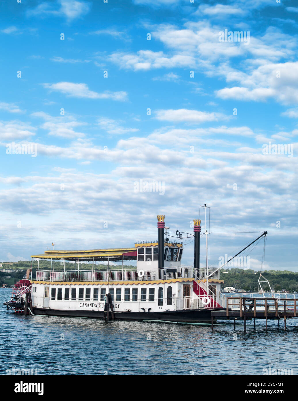 the canandaigua lady riverboat docked in canandaigua,new york Stock Photo