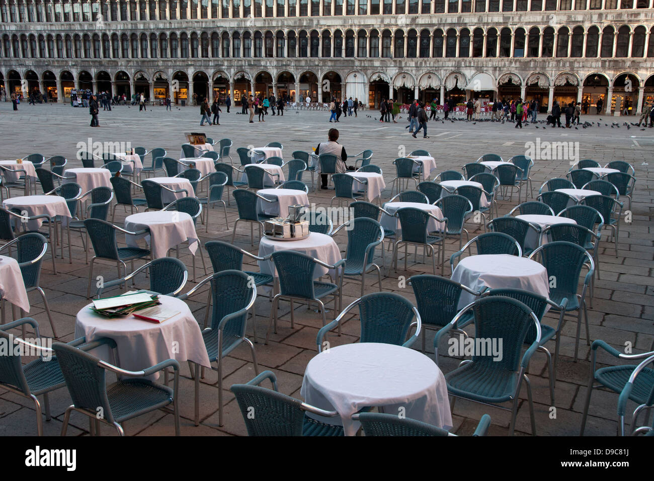 Outdoor restaurant in Piazza San Marco, Venice, Italy. Stock Photo