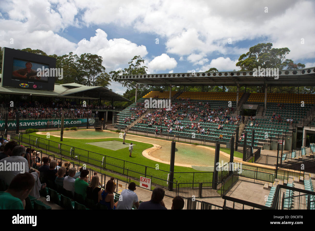 General view of The Crocoseum, amphitheater during a show,The Australia Zoo, Beerwah, Queensland, Australia Stock Photo