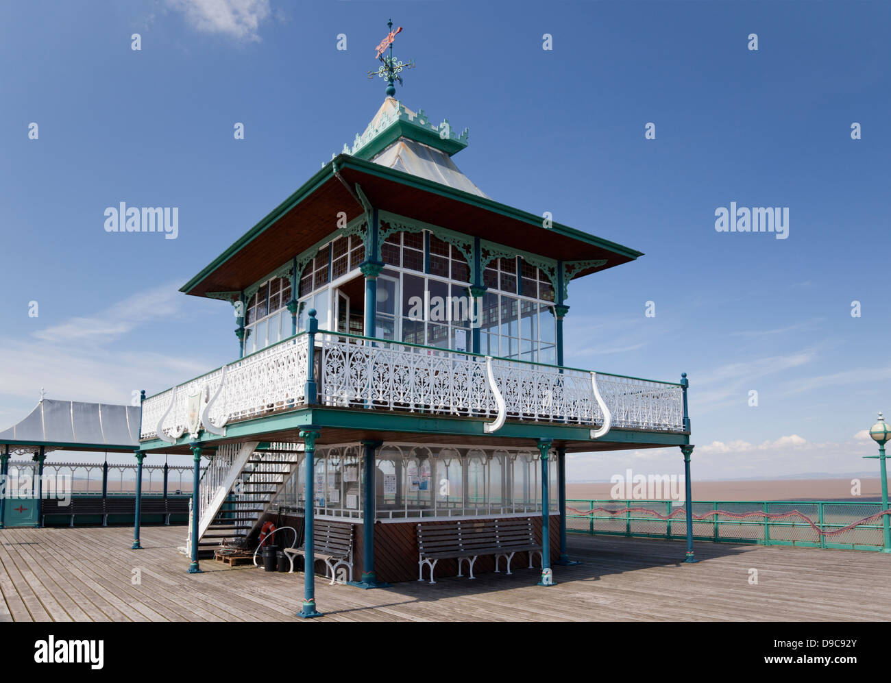 Clevedon Pier a restored Victorian Pier which is a Grade I listed building in Somerset, England Stock Photo