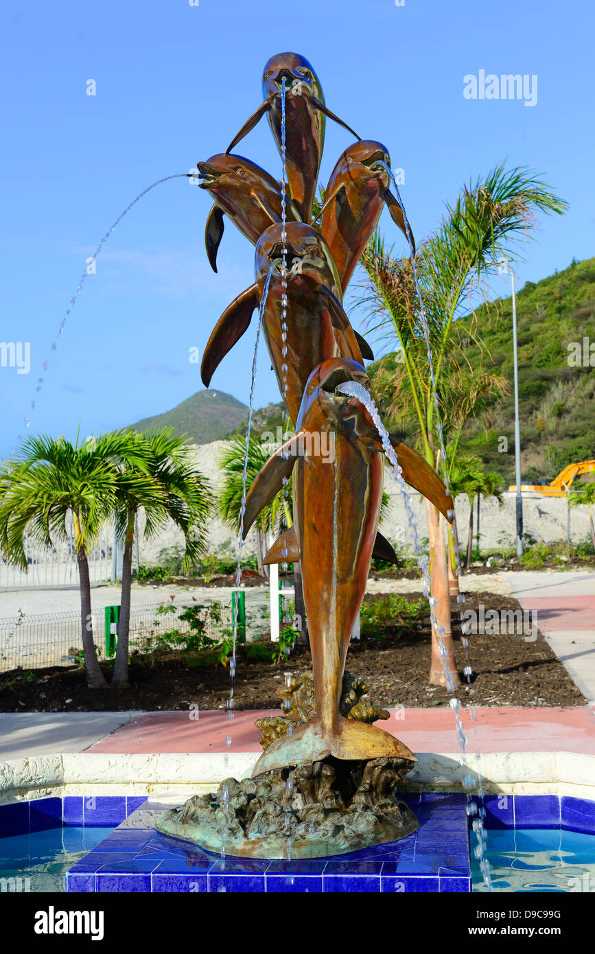 Dolphin Fountain St. Martin Maarten Caribbean Island Netherland