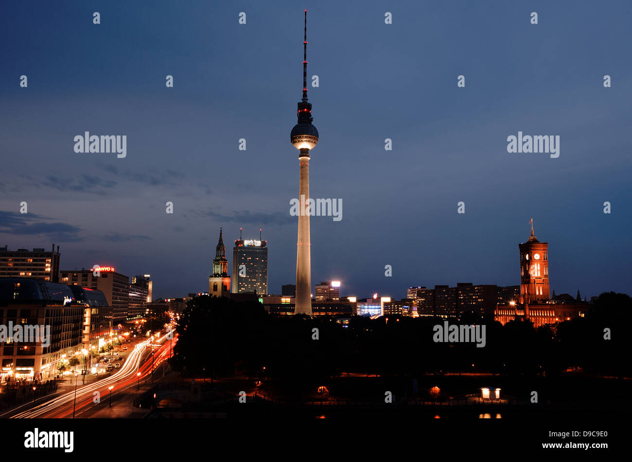 View Fernsehturm by night. Berlin, Germany Stock Photo