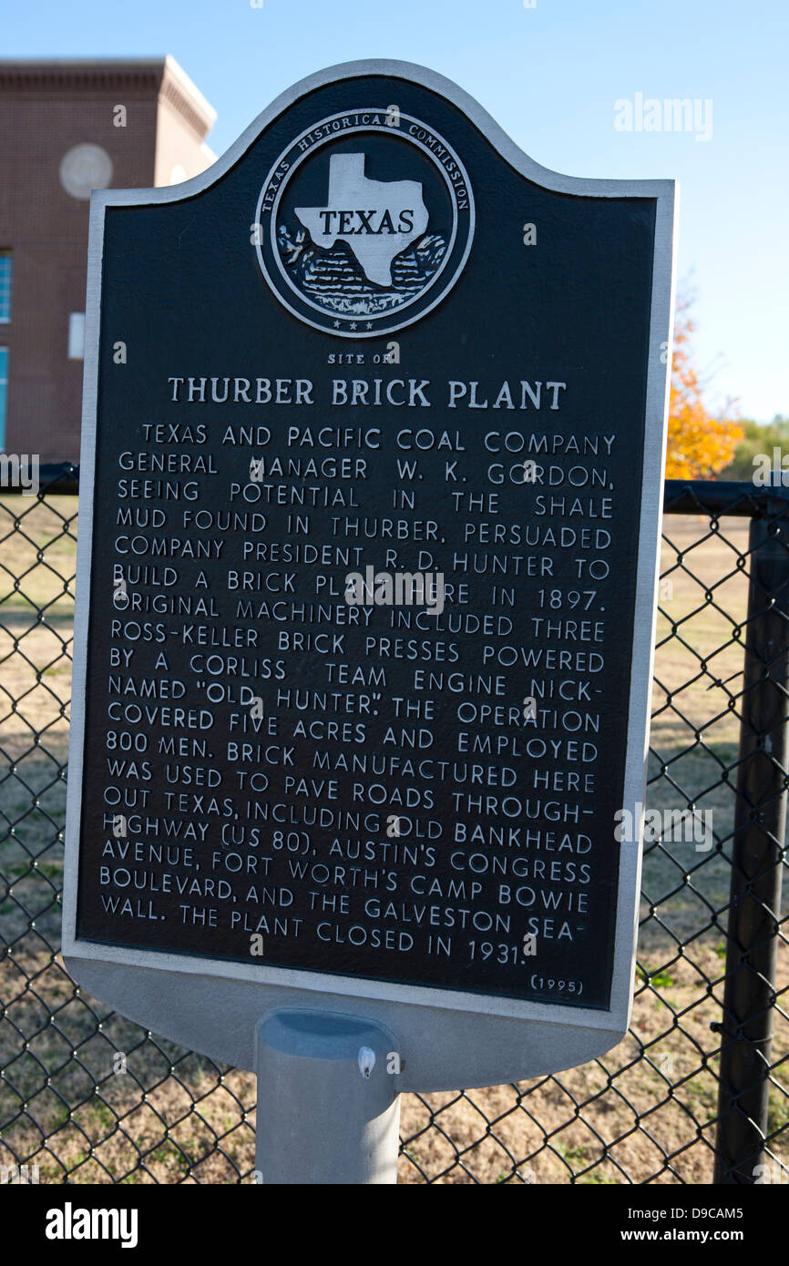 SITE OF THURBER BRICK PLANT  Texas and Pacific Coal Company general manager W. K. Gordon, seeing potential in the shale mud foun Stock Photo