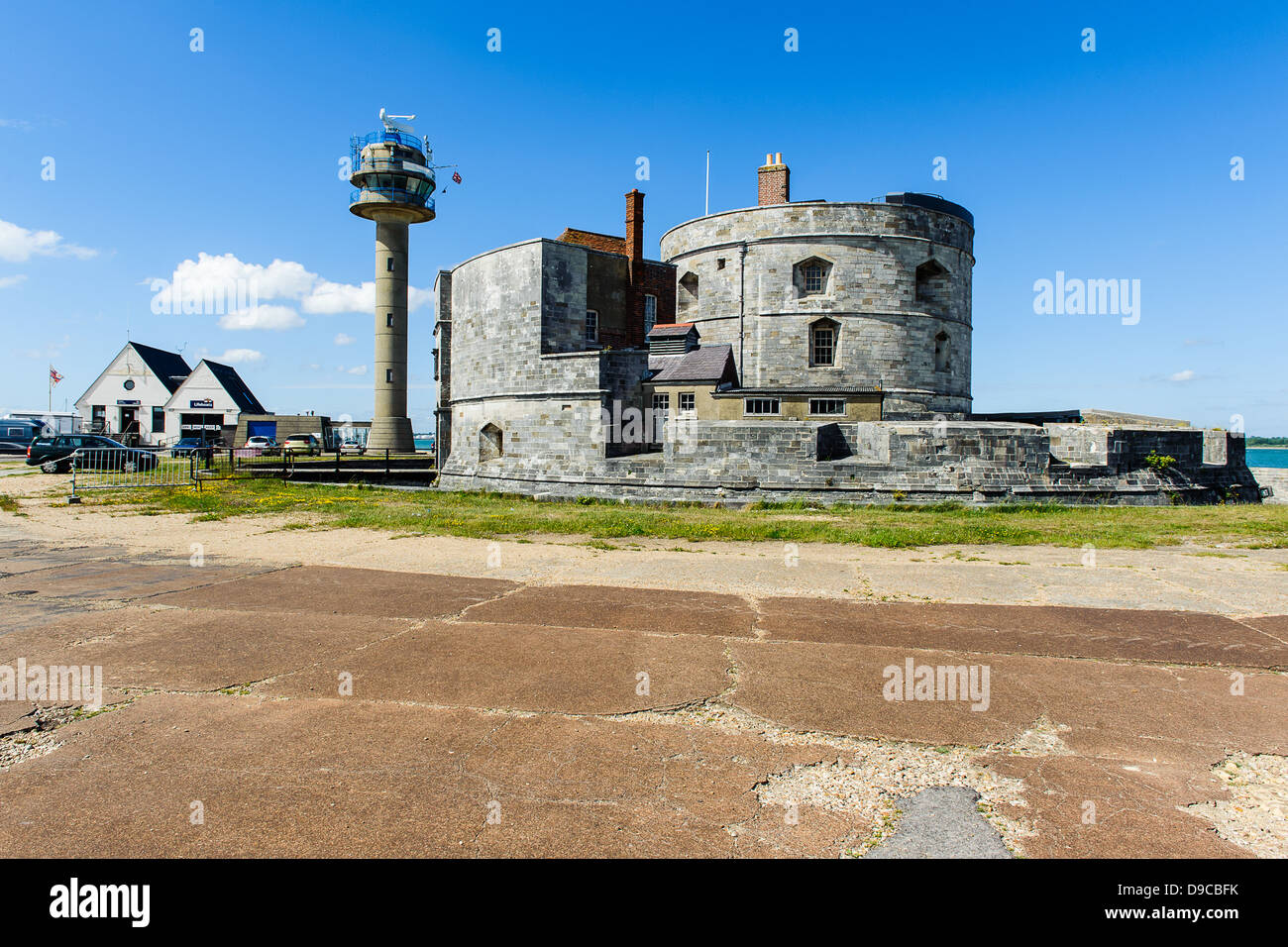 Calshot Castle is one of Henry VIII's device forts, built on Calshot Spit at the Solent near Fawley Stock Photo