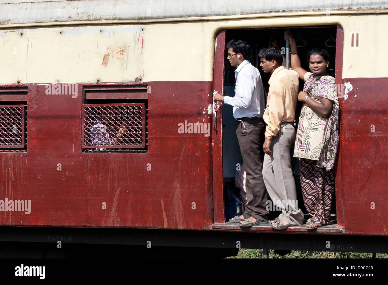 A transgender passenger on a train in India Stock Photo